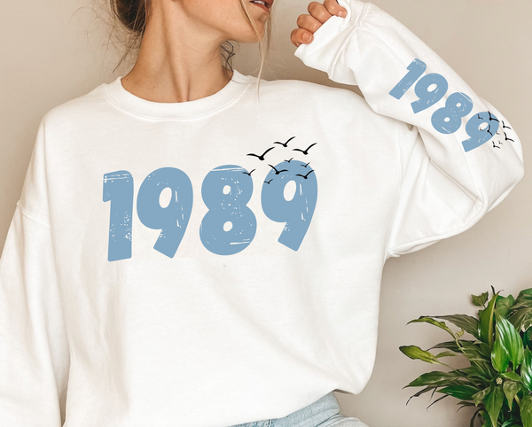 1989 Sweatshirt with birds, Unisex 1989 Crewneck Sweatshirt
