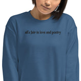 all's fair in love and poetry embroidered sweatshirt, TTPD Crewneck with embroidered sleeve,