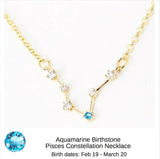 Pisces Aquamarine Birthstone Constellation Zodiac Necklace - "Star Candy"