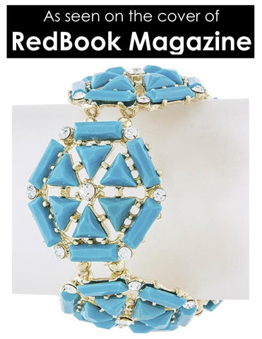 Turquoise & Crystal Hexagon Bracelet - My Jewel Candy - 1