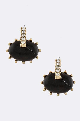 Black Oval Stone Earrings - My Jewel Candy - 1