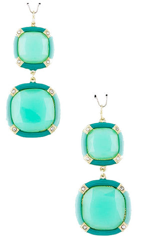 Mint & Turquoise Square Drop Earrings - My Jewel Candy