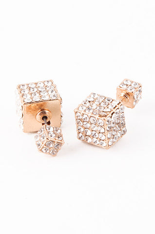 Double-Sided Cube Earrings (Gold) - My Jewel Candy - 1