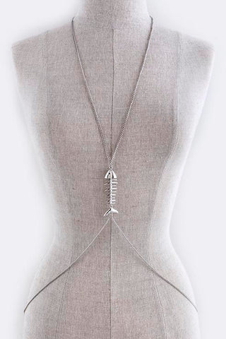 Silver Fishbone Accent Body Chain - My Jewel Candy