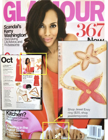 White & Light Pink Double Flower Ring (Shop Jewel Envy) - My Jewel Candy - 2