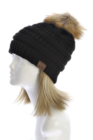 CC Beanie with Pom: Black - My Jewel Candy