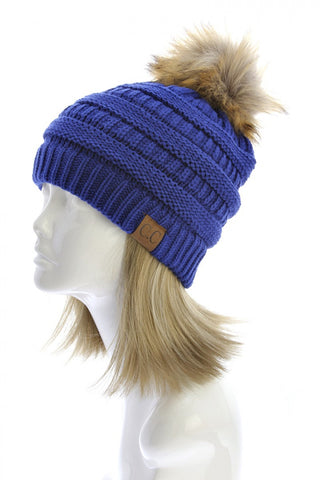 CC Beanie with Pom: Royal Blue - My Jewel Candy