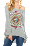 Tribal Piece Print Off Shoulder Tunic Top - My Jewel Candy - 6