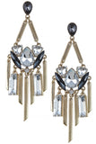 Faux Jeweled Bar Pendant Chandelier Earrings - My Jewel Candy - 3