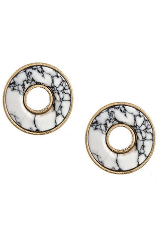 Faux Stone Cutout Ring Stud Earrings - My Jewel Candy - 1
