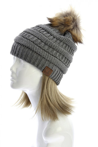 CC Beanie with Pom: Grey - My Jewel Candy
