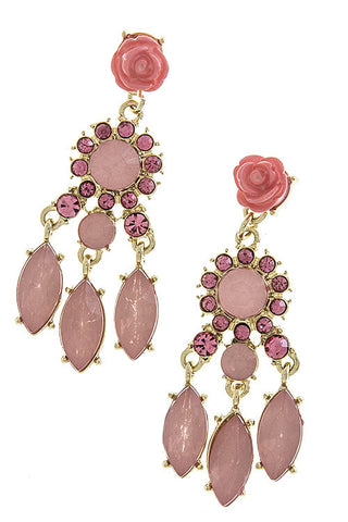 Pink Rose Crystal Earrings - My Jewel Candy