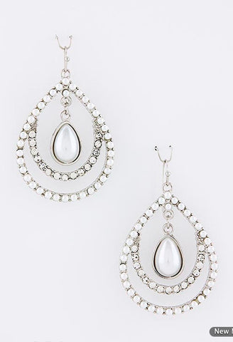 Silver Dangle Pearl & Crystal Earrings - My Jewel Candy