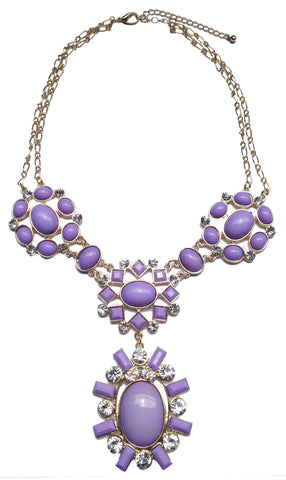 Lavender Sunburst Pendant Jewel Necklace - My Jewel Candy