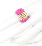 Pink Bar w Gold & Crystals Ring - My Jewel Candy - 3