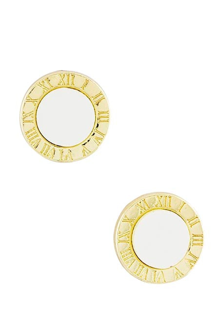 Roman Numeral Gold & White Earrings - My Jewel Candy