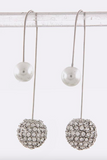 Double-Sided Dangle Earrings (Crystal & Pearl) - My Jewel Candy - 3