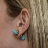Quartz Shaped Double-Sided Earrings (Silver / Turquoise) - My Jewel Candy - 3