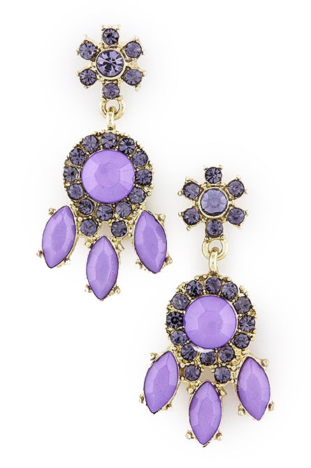 Violet Crystal Sun Dangle Earrings - My Jewel Candy