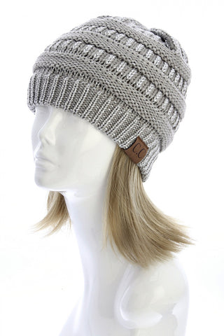 CC Beanie: Two Toned Metallic Silver - My Jewel Candy
