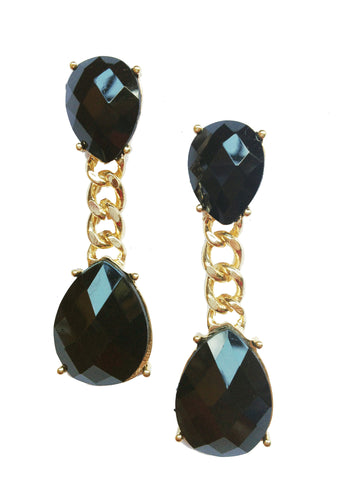 Oval Gold & Black Link Earrings - My Jewel Candy