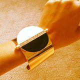 Half Moon Black & White Gold Cuff Bracelet - My Jewel Candy - 2