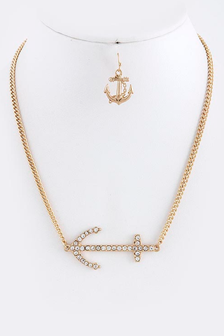 Crystal Anchor Charm Necklace Set - My Jewel Candy - 1