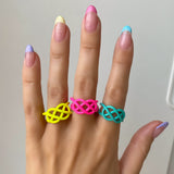 Pink Neon Dipped Pretzel Ring