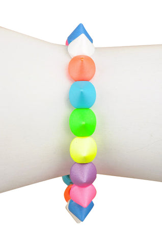 Neon and Multi Colored Kisses Stretch Bracelet - My Jewel Candy
