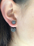 Oval Double-Sided Crystal Earrings (Hematite) - My Jewel Candy - 2