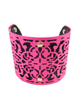 Neon Pink Metal & Leather Cuff Bracelet - My Jewel Candy - 1