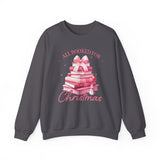 Coquette Christmas All Booked for Christmas Sweatshirt, Bookish Christmas Schedule Shirt, Coquette Pink Bows Sweatshirt Gift for Friend, Booktok Gift ideas, Classic Christmas Sweatshirts for book lovers, Casual Comfort for fantasy book readers,