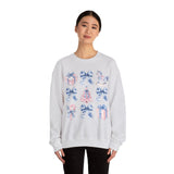 Coquette Christmas Bows Sweatshirt, Classic Christmas Shirt, Coquette Blue Pink Bows Sweatshirt Gift for Friend ideas, Casual Comfort Sweatshirts