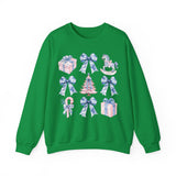 Coquette Christmas Bows Sweatshirt, Classic Christmas Shirt, Coquette Blue Pink Bows Sweatshirt Gift for Friend ideas, Casual Comfort Sweatshirts