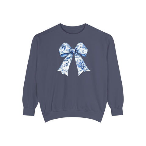Coquette Christmas Sweatshirt, Classic Christmas Vintage Sweatshirt friend gift, Bows Shirts, Blue Toile Bow Trendy Sweatshirt, Comfort Colors Cute Coquette Bow Sweater, Cute Bow Shirt, Cute Women Gift