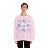 Coquette Christmas Bows Sweatshirt, Classic Christmas Shirt, Coquette Blue Pink Bows Sweatshirt Gift for Friend ideas, Casual Comfort Sweatshirts