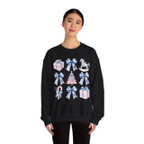 Coquette Christmas Bows Sweatshirt, Classic Christmas Shirt, Coquette Blue Pink Bows Sweatshirt Gift for Friend ideas, Casual Comfort Sweatshirts