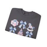 Coquette Christmas Bows Sweatshirt, Classic Christmas Shirt, Coquette Blue Pink Bows Sweatshirt Gift for Friend ideas, Casual Comfort Sweatshirts