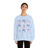 Coquette Christmas Bows Sweatshirt, Classic Christmas Shirt, Coquette Blue Pink Bows Sweatshirt Gift for Friend ideas, Casual Comfort Sweatshirts