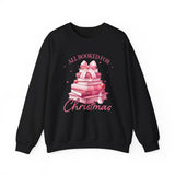 Coquette Christmas All Booked for Christmas Sweatshirt, Bookish Christmas Schedule Shirt, Coquette Pink Bows Sweatshirt Gift for Friend, Booktok Gift ideas, Classic Christmas Sweatshirts for book lovers, Casual Comfort for fantasy book readers,