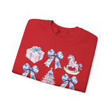 Coquette Christmas Bows Sweatshirt, Classic Christmas Shirt, Coquette Blue Pink Bows Sweatshirt Gift for Friend ideas, Casual Comfort Sweatshirts