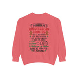 Recipe on Back Sweatshirt, Gingerbread Christmas Recipe Crewneck, Sugar Cookie Recipe Shirt, Trending Unisex Christmas Garment-Dyed Sweatshirt