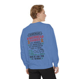 Recipe on Back Sweatshirt, Gingerbread Christmas Recipe Crewneck, Sugar Cookie Recipe Shirt, Trending Unisex Christmas Garment-Dyed Sweatshirt
