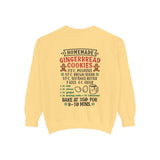 Recipe on Back Sweatshirt, Gingerbread Christmas Recipe Crewneck, Sugar Cookie Recipe Shirt, Trending Unisex Christmas Garment-Dyed Sweatshirt