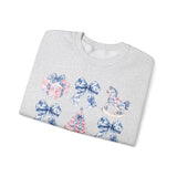 Coquette Christmas Bows Sweatshirt, Classic Christmas Shirt, Coquette Blue Pink Bows Sweatshirt Gift for Friend ideas, Casual Comfort Sweatshirts