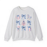 Coquette Christmas Bows Sweatshirt, Classic Christmas Shirt, Coquette Blue Pink Bows Sweatshirt Gift for Friend ideas, Casual Comfort Sweatshirts