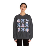 Coquette Christmas Bows Sweatshirt, Classic Christmas Shirt, Coquette Blue Pink Bows Sweatshirt Gift for Friend ideas, Casual Comfort Sweatshirts