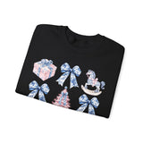 Coquette Christmas Bows Sweatshirt, Classic Christmas Shirt, Coquette Blue Pink Bows Sweatshirt Gift for Friend ideas, Casual Comfort Sweatshirts