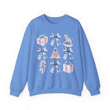 Coquette Christmas Bows Sweatshirt, Classic Christmas Shirt, Coquette Blue Pink Bows Sweatshirt Gift for Friend ideas, Casual Comfort Sweatshirts