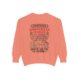 Recipe on Back Sweatshirt, Gingerbread Christmas Recipe Crewneck, Sugar Cookie Recipe Shirt, Trending Unisex Christmas Garment-Dyed Sweatshirt